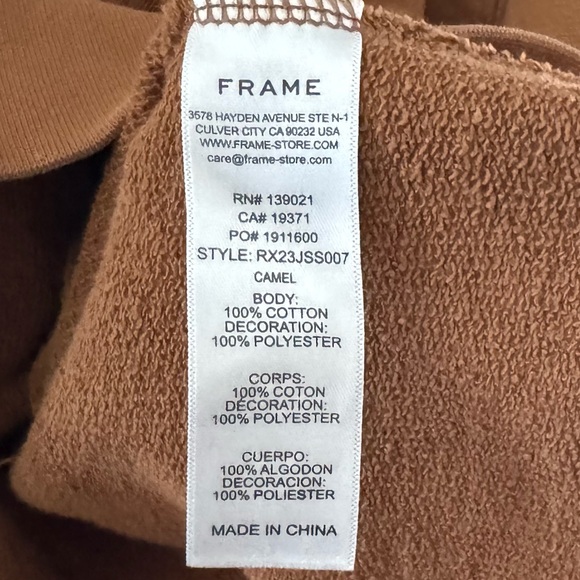 FRAME x Ritz Paris Breakfast In Bed Oversized Sweatshirt XL Camel Brown Collab - Picture 12 of 13